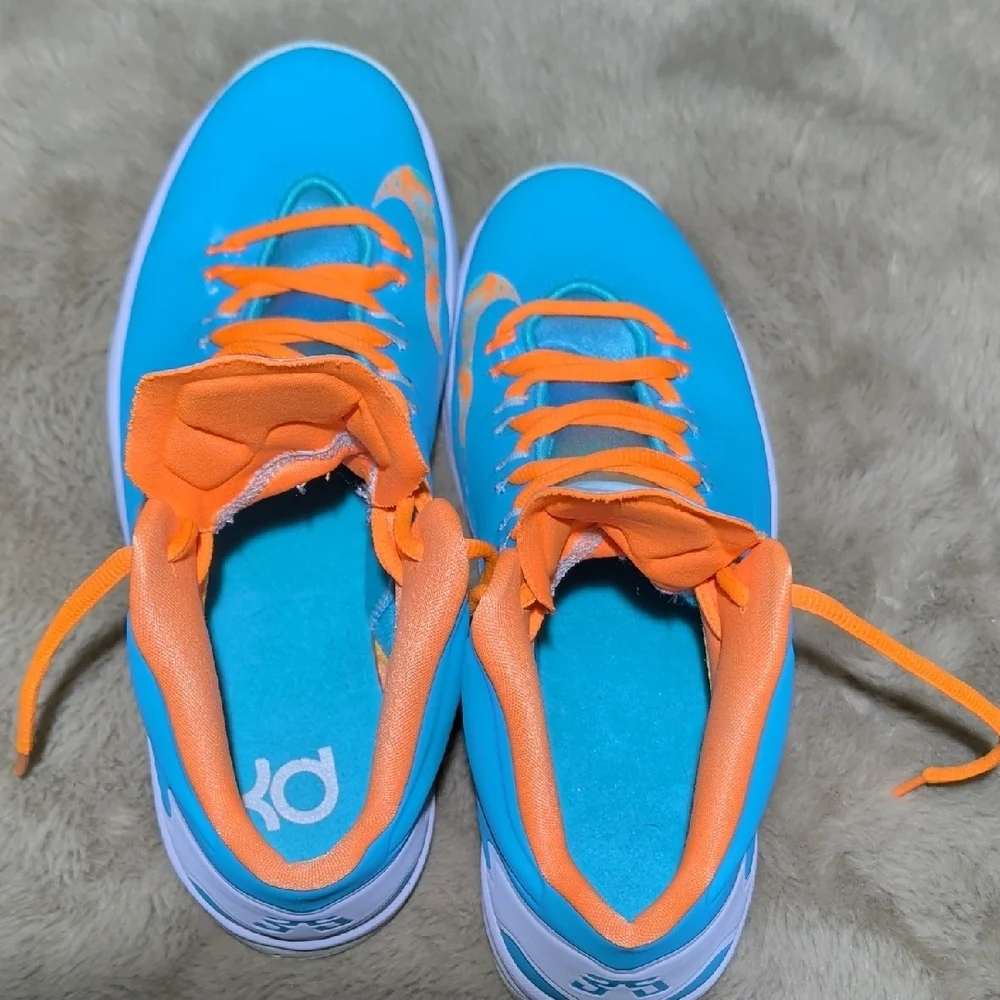 Nike Kids Mid-Top Basketball Sneakers in Turquoise & Neon Orange